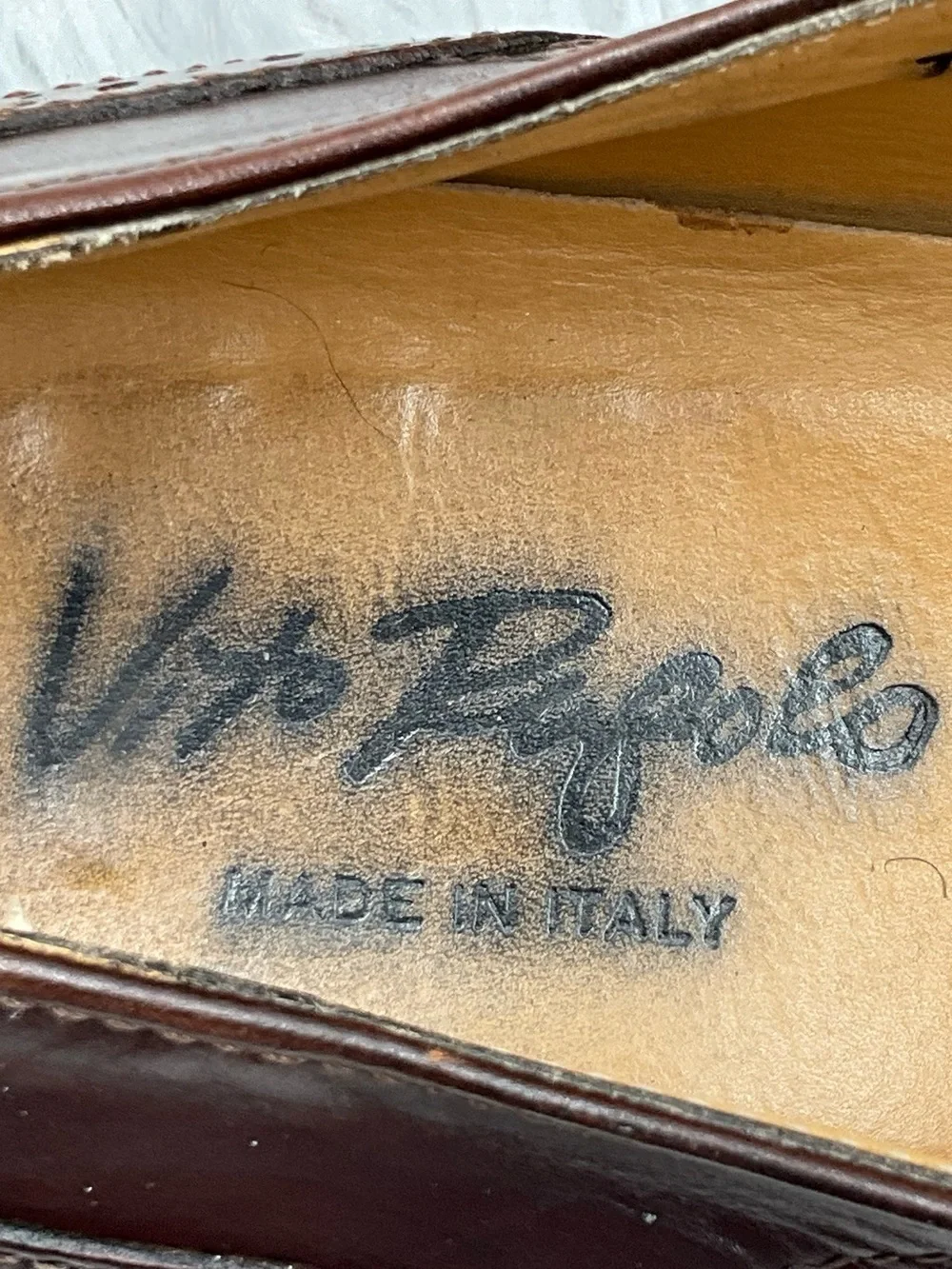 Vito Rufolo Oxford 9.5 Brown Leather Brogue Cap Toe Shoes Made in Italy